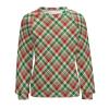 Red Green Plaid Women's Casual Tunic Tops Crew Neck Long Sleeve Sweatshirts Loose Shirts Blouses view 3