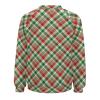 Red Green Plaid Women's Casual Tunic Tops Crew Neck Long Sleeve Sweatshirts Loose Shirts Blouses view 4