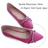 Rhinestones Rose Flats Hot Pink Flats Dress Shoes for Women's Dressy Flats Comfortable Pointed Toe Slip-On Ballerina Walking Loafers Flats Shoes Size 5 view 3