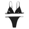 ANKOMINA Women Gothic Skull Letter Printed Two Piece Swimsuit High Cut Triangle Bikini Set for Rave Party Festival Halloween view 2