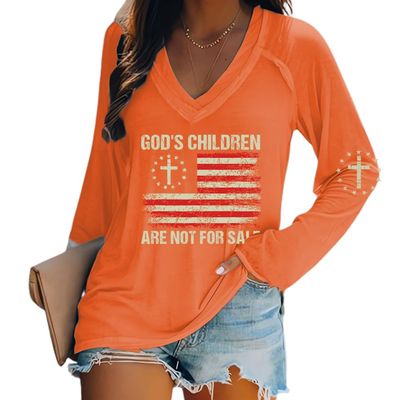 God's Children are Not for Sale Funny T-Shirt Plus Size Tops Women Faith Shirts Christian Inspirational Tshirt Gods Children are Not for Sale Shirt Religious Cross Gift Faith Shirt Orange