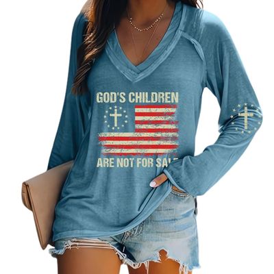 God's Children are Not for Sale Shirt Womens Cross Long Sleeve Shirt Faith Shirts for Women Long Sleeve T Plus Size Tops Women Faith Shirts Christian Inspirational Faith Shirts Blue