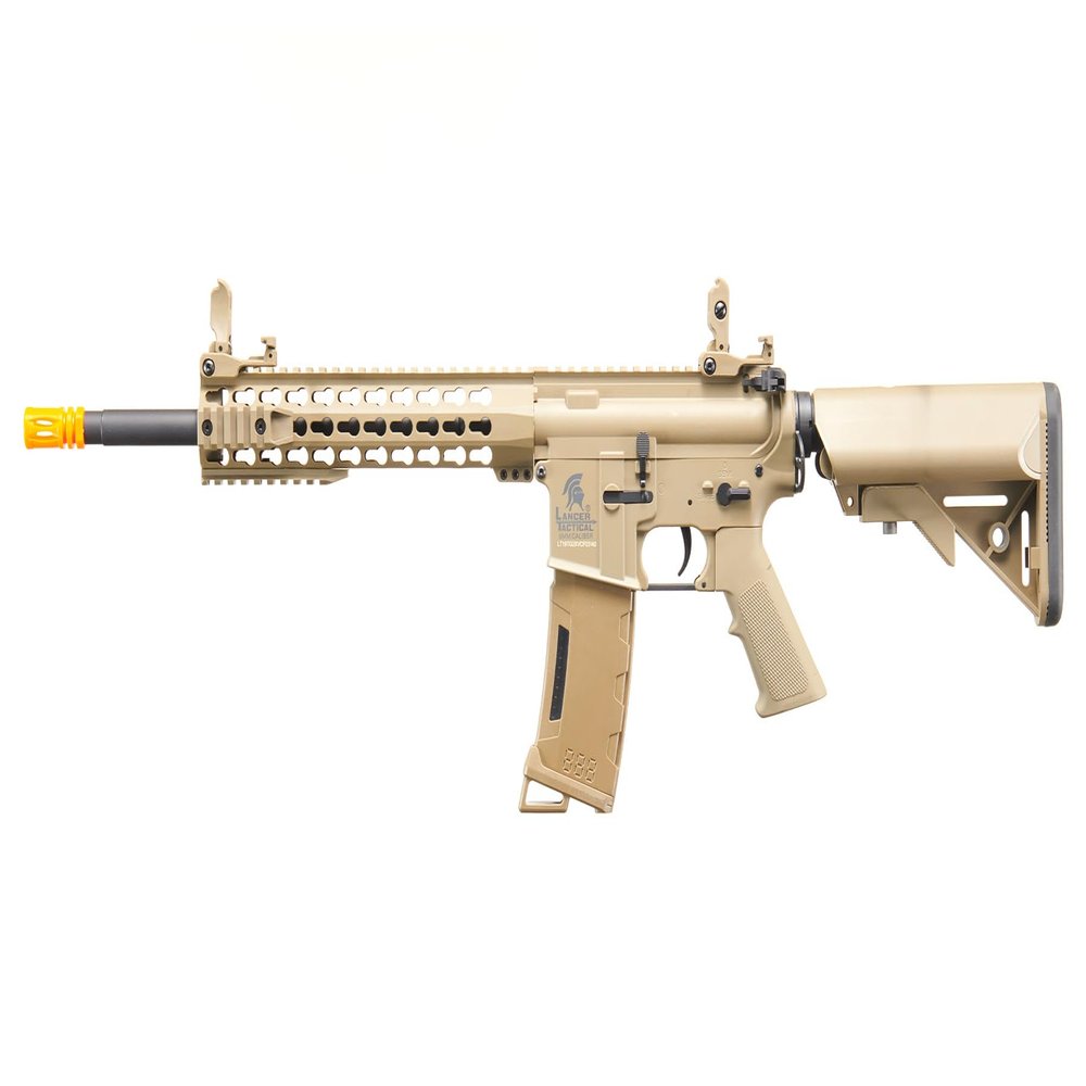 Lancer Tactical Gen 2 10" Keymod Full Tan M4 Carbine Airsoft AEG with High Speed Airsoft Magazine (Color: Tan)