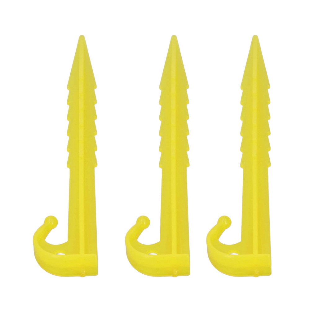 50Pcs Plastic Tent Stakes, 5.5in/14cm ABS Serrated Garden Pegs for Camping - Heavy Duty Outdoor Sand Spikes, Beach & Lawn Anchors for Tarp, Awning & Landscape Fabric (Yellow)