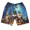 228CLOSET Schnauzer Dog Men's Swim Trunks - Happy Halloween Hawaiian Shorts for Men, Men's Summer Bathing Shorts Set 46 Size Size 4XL