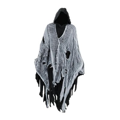 Vaveren Halloween Costume Haunted Hooded Capes Grim Reaper Costume Set Hooded Cap Dress up Cosplay for Masquerade Party Favor Photo Props, black
