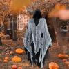 Vaveren Halloween Costume Haunted Hooded Capes Grim Reaper Costume Set Hooded Cap Dress up Cosplay for Masquerade Party Favor Photo Props, black view 2