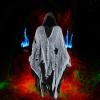 Vaveren Halloween Costume Haunted Hooded Capes Grim Reaper Costume Set Hooded Cap Dress up Cosplay for Masquerade Party Favor Photo Props, black view 3
