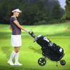 Kathring 3 Wheel Golf TrolleyFoldable lightweight trolley with foot brake, triangular construction golf trolley with scoreboard, spike socket and elastic band view 2