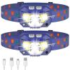 LHKNL Headlamp Flashlight, Lumen Ultra-Bright LED Rechargeable Headlight with White Red Light,2-Pack Waterproof Motion Sensor Head Lamp,8 Modes for Outdoor Camping Running Fishing- Blue view 1
