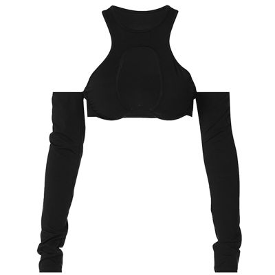 Y2K Sexy Hollow Out Summer Crop Corset Top Women Black Tees Spring Summer Long Sleeve Basic T Shirts Streetwear Party,Black,L