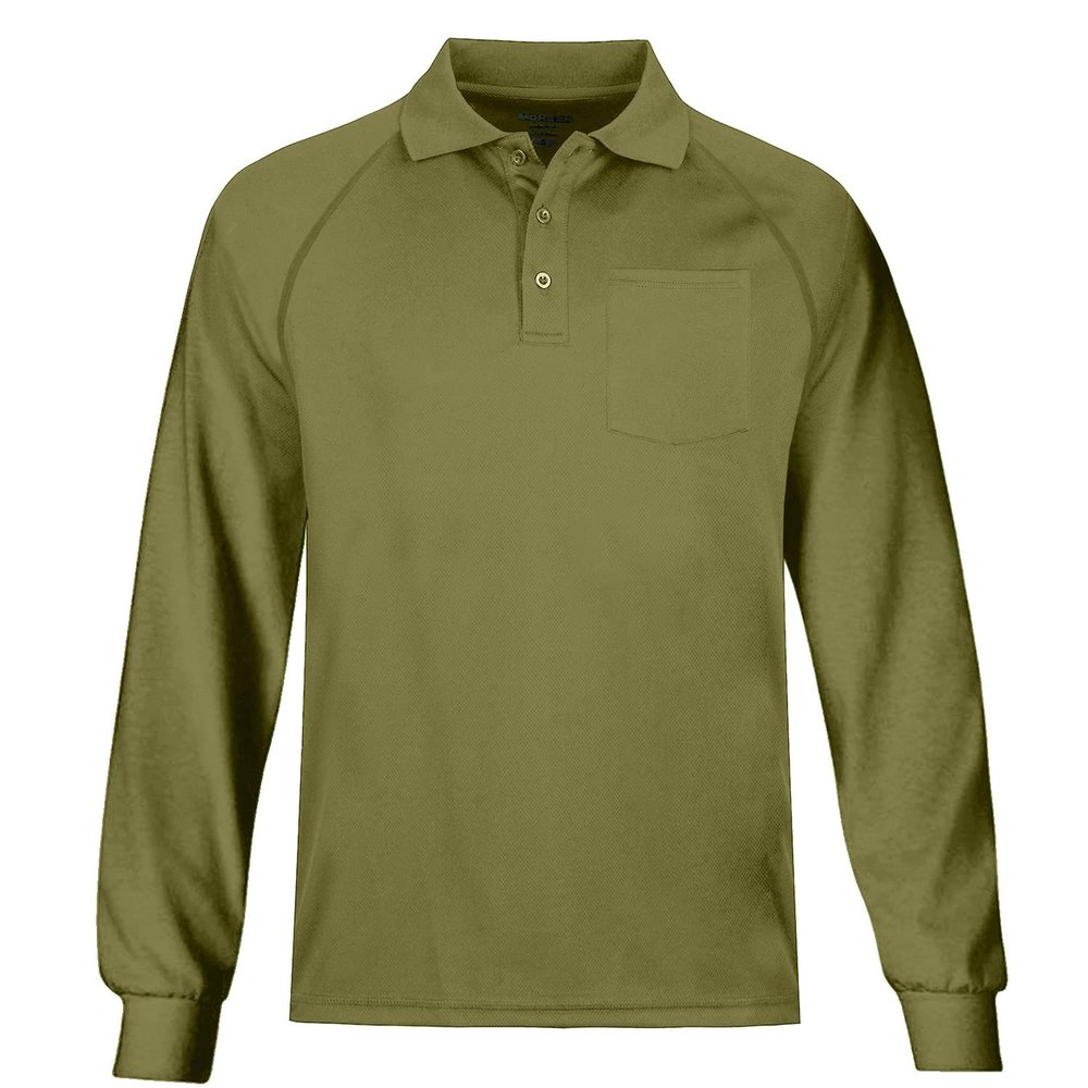 MOHEEN Men's Outdoor Sport Performance Polo Long Sleeve Shirt Tactical Top Tee Shirt(Army Green,6XL)