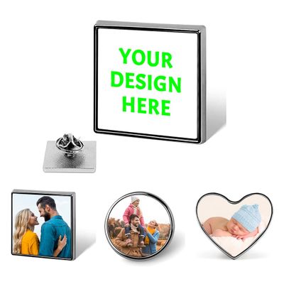 Custom Lapel Pins Bulk Personalized Photo Button Design Your Own Picture Text Logo Badge For Hat Backpack Clothing Decoration Business Wedding Gift,Square