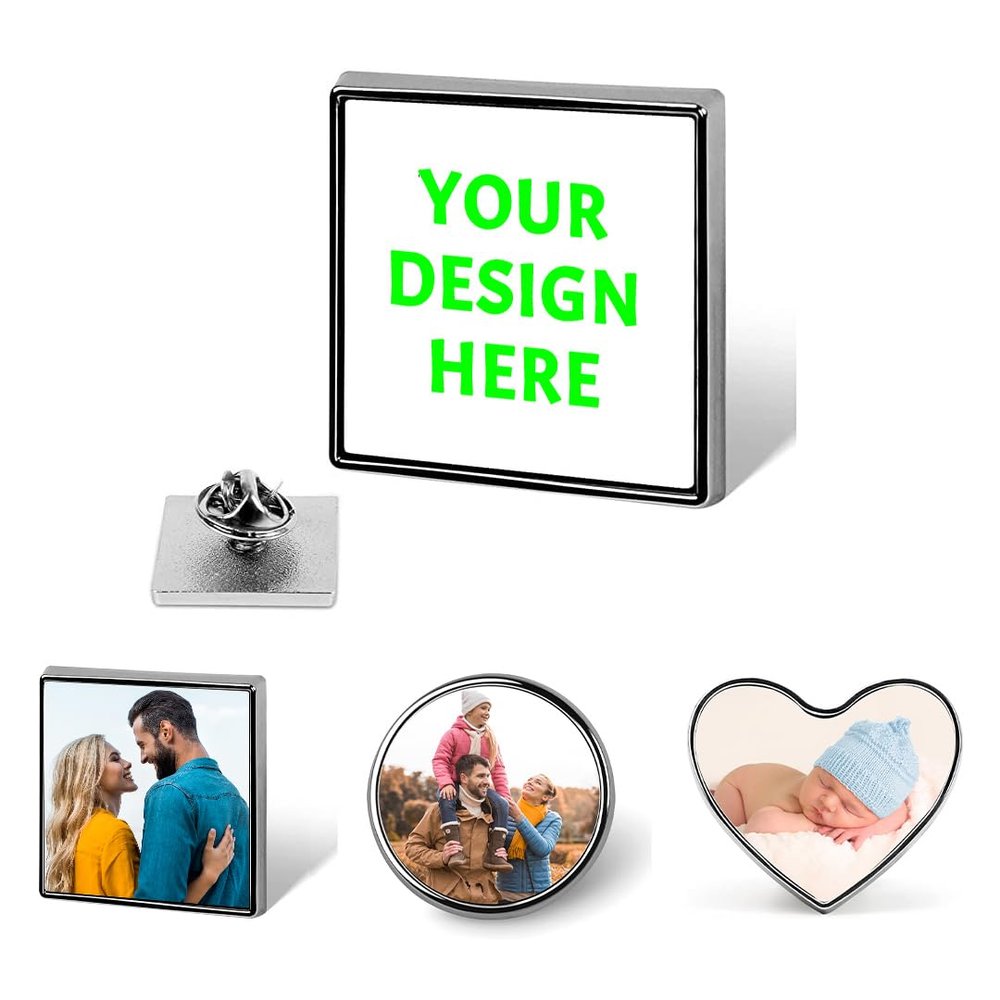 Custom Lapel Pins Bulk Personalized Photo Button Design Your Own Picture Text Logo Badge For Hat Backpack Clothing Decoration Business Wedding Gift,Square
