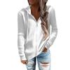 JEsilunmaMY Womens Zip Up Ribbed Hoodie Knitwear Long Sleeve Loose Drawstring Sweaters Coat Fall Winter Sweatshirt Jacket (White,Medium)