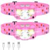 LHKNL Headlamp Flashlight, High Lumen Bright LED Rechargeable Headlight with White Red Light, 2-Pack Waterproof Motion Sensor Head Lamp, 8 Mode for Camping Running Hiking Fishing Gear- Pink view 1