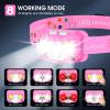 LHKNL Headlamp Flashlight, High Lumen Bright LED Rechargeable Headlight with White Red Light, 2-Pack Waterproof Motion Sensor Head Lamp, 8 Mode for Camping Running Hiking Fishing Gear- Pink view 4