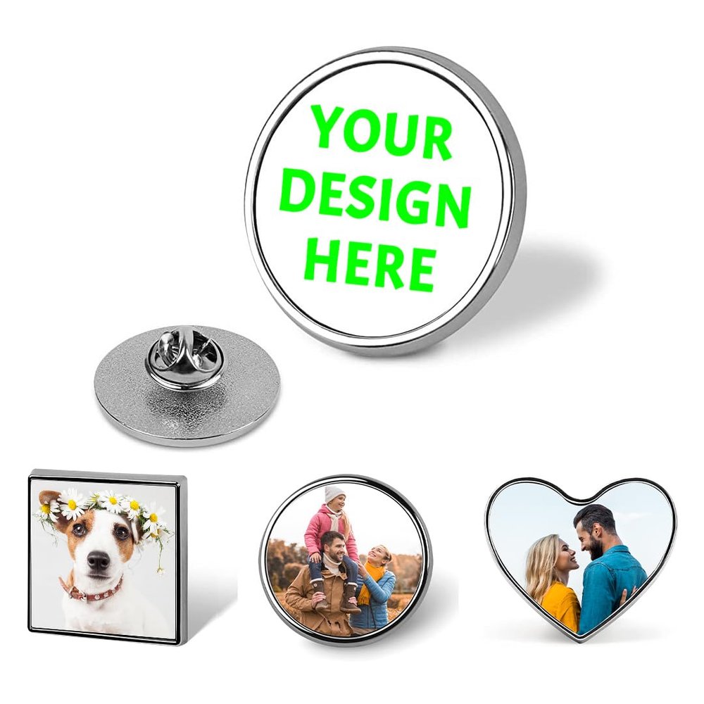 Custom Lapel Pins Bulk Personalized Photo Button Design Your Own Picture Text Logo Badge For Hat Backpack Clothing Decoration Business Wedding Gift,Round