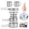 Camping Cooking Set 8PCS Stainless Steel Camping Cookware Portable Cooking Pot and Pan Set with Plates Cups for 5-6 Adults Outdoor Hiking Picnic Camping BBQ view 1