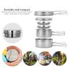 Camping Cooking Set 8PCS Stainless Steel Camping Cookware Portable Cooking Pot and Pan Set with Plates Cups for 5-6 Adults Outdoor Hiking Picnic Camping BBQ view 2