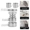Camping Cooking Set 8PCS Stainless Steel Camping Cookware Portable Cooking Pot and Pan Set with Plates Cups for 5-6 Adults Outdoor Hiking Picnic Camping BBQ view 3