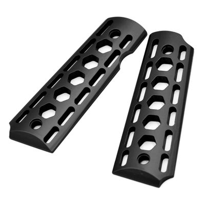 1911 Grips - 1911 Full Size Grips Handgun Grip Aluminum 6061 (Gov. and Clones) Hard Anodized Skeleton CNC Cut Through Slim Compatible Replacement Accessories