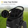 Goplus Golf Cart Bag with 15-Way Top Dividers, Golf Club Bag with 7 Zippered Pockets, Cooler Bag, Rain Hood, Umbrella Holder, Shoulder Strap, Lightweight Golf Bag for Men Women (Black+Yellow) view 2