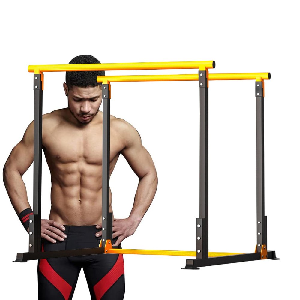 GGZONE Dip Stand Station, Calisthenics Equipment Heavy Duty Max Load 440lbs, Adjustable Height, Workout Dip Bar for Home Gym Strength Trainin