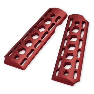 1911 Grips - 1911 Full Size Grips Handgun Grip Aluminum 6061 (Gov. and Clones) Hard Anodized Skeleton CNC Cut Through Slim Compatible Replacement Accessories