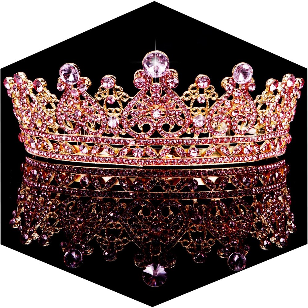 TOBATOBA Pink Crown and Tiara Crystal Princess Tiaras for Adult Women Rhinestone Royal Queen Crown, Pink Accessories Halloween Costume Wedding Birthday Pageant Prom Cosplay Party