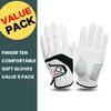 FINGER TEN Golf Gloves Men Value 5 Pack for Left Right Hand, Comfortable Soft & All Weather Grip Mens Golf Glove, Sizes S M ML L XL XXL 3XL (White(Men Gloves), XX-Large(Worn On Left Hand)) view 2