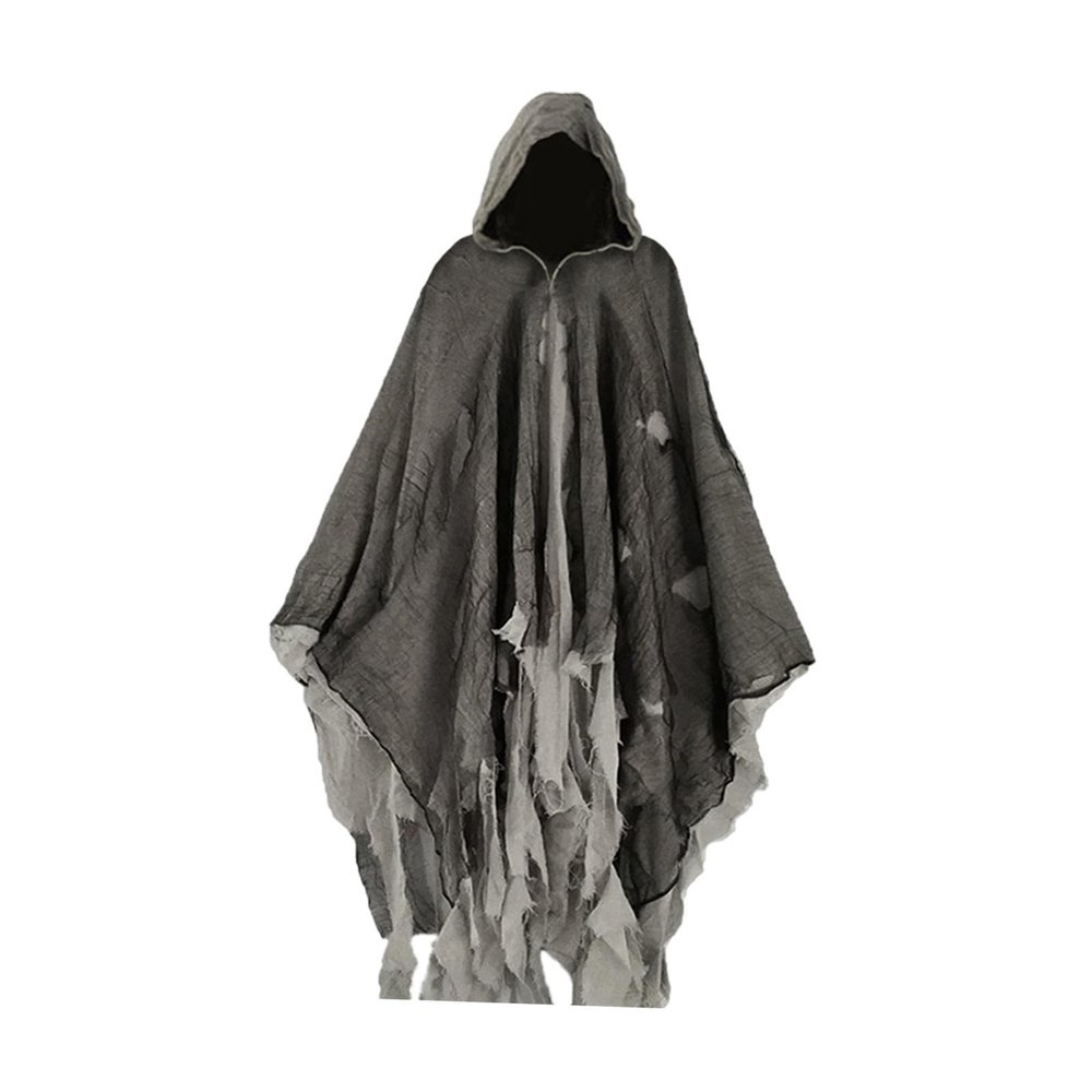 MYCENSE Halloween Hooded Capes Creepy Hooded Cloak Fancy Dress Costume Grim Reaper Costume Set Halloween for Party Photo Props, Grey