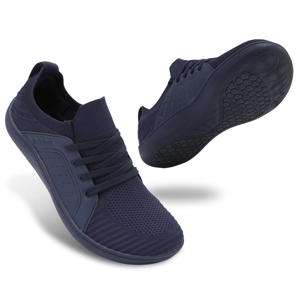 relxfeet Men's Barefoot Shoes Minimalist Cross-Trainer Wide Toe Walking Shoes Zero Drop Sole Lightweight Trail Running Sneakers for Fitness Jogging Wrestling Hiking Navy Blue 12.5