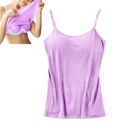 2023 New Women Tank Top with Built in Bra Camisole - Tank with Built in Bra, Adjustable Breathable Strap Tank Top for Women (as1, Alpha, m, Regular, Regular, Purple)