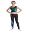 Jizyo Kids Girls Shiny Gradiant 2Pcs Dance Outfits Sports Crop Tank Top with Yoga Leggings Set Gymnastic Tracksuit Dancewear Lake Green&Blue 8 Years view 1