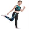 Jizyo Kids Girls Shiny Gradiant 2Pcs Dance Outfits Sports Crop Tank Top with Yoga Leggings Set Gymnastic Tracksuit Dancewear Lake Green&Blue 8 Years view 2