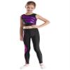 Jizyo Kids Girls Shiny Gradiant 2Pcs Dance Outfits Sports Crop Tank Top with Yoga Leggings Set Gymnastic Tracksuit Dancewear Purple&Rose 8 Years view 1