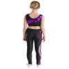 Jizyo Kids Girls Shiny Gradiant 2Pcs Dance Outfits Sports Crop Tank Top with Yoga Leggings Set Gymnastic Tracksuit Dancewear Purple&Rose 8 Years view 3