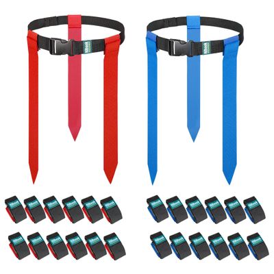 Hilhook Flag Football Belts, 24 Set of Player Adjustable Flag Football Set with 72 Flags for Youth and Adults Training Equipment