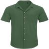 Alimens & Gentle Short Sleeve Button Down Shirts Linen Shirts for Men Cotton Summer Beach Cuban Shirts Vacation Hawaiian Shirts view 3