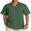 Alimens & Gentle Short Sleeve Button Down Shirts Linen Shirts for Men Cotton Summer Beach Cuban Shirts Vacation Hawaiian Shirts view 4