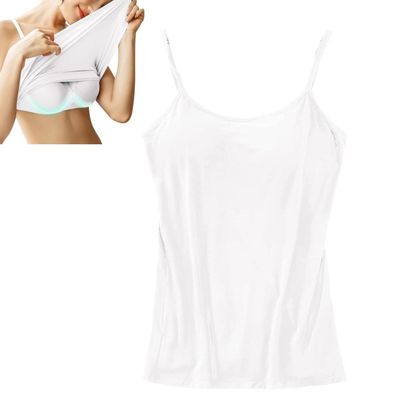 2023 New Women Tank Top with Built in Bra Camisole - Tank with Built in Bra, Adjustable Breathable Strap Tank Top for Women (as1, Alpha, x_l, Regular, Regular, White)