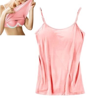 2023 New Women Tank Top with Built in Bra Camisole - Tank with Built in Bra, Adjustable Breathable Strap Tank Top for Women (as1, Alpha, x_l, Regular, Regular, Pink)