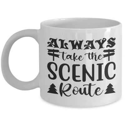 Always Take The Scenic Route mug, Travelers Gift, Travel inspired gift idea, Travel Coffee Mug, Travel Lover Birthday Gift Idea