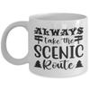 Always Take The Scenic Route mug, Travelers Gift, Travel inspired gift idea, Travel Coffee Mug, Travel Lover Birthday Gift Idea view 1