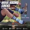 ANTSANG Merino Wool Hiking Socks for Men & Women Thermal Warm Winter Thick Cozy Athletic Crew Work Boot Gift Socks Stocking Stuffers 5 Pairs(Blue Stripes,M) view 2