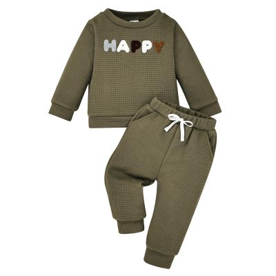 Aenbilo Toddler Baby Boy Clothes 3-4T Fall Winter Outfits Infant Boy Outifts Letter Crewneck Sweatshirt Long Sleeve Pants Clothes Set Fall Boy Winter Clothes Green 3-4T