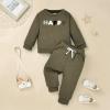 Aenbilo Toddler Baby Boy Clothes 3-4T Fall Winter Outfits Infant Boy Outifts Letter Crewneck Sweatshirt Long Sleeve Pants Clothes Set Fall Boy Winter Clothes Green 3-4T view 2