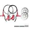 MirOdo 4-Piston Dual Brake Hydraulic Disc Brake Kit Aluminum Ultralight Mountain Bike Hydraulic Disc Brakes Right Front 800mm Left Rear 1400mm with Pair of 160mm Rotors (Color : Red) view 1