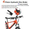 MirOdo 4-Piston Dual Brake Hydraulic Disc Brake Kit Aluminum Ultralight Mountain Bike Hydraulic Disc Brakes Right Front 800mm Left Rear 1400mm with Pair of 160mm Rotors (Color : Red) view 2